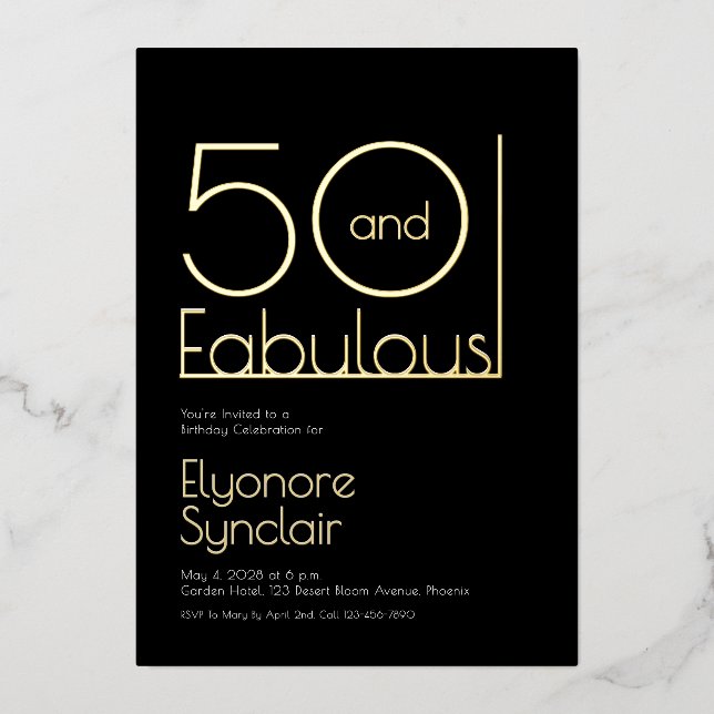 Minimal Fifty and Fabulous 50th Birthday Party (Front)