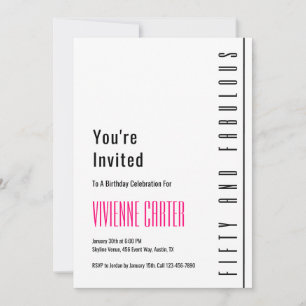 Minimal Fifty and Fabulous 50th Birthday Party Invitation
