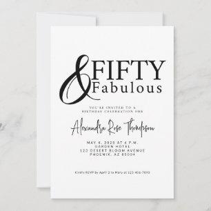 Minimal Fifty and Fabulous 50th Birthday Party Invitation