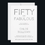 Minimal Fifty and Fabulous 50th Birthday Party Invitation<br><div class="desc">Minimal Fifty and Fabulous black and white modern 50th birthday invitation that you can personalize and send out for your fiftieth birthday party celebration. The words "Fifty and Fabulous" are set using trending font typography. The black text colors can be changed using the edit menu.</div>