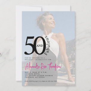 Minimal Fifty and Fabulous 50th Birthday Party Invitation