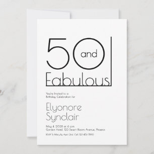 Minimal Fifty and Fabulous 50th Birthday Party Invitation