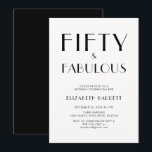 Minimal Fifty and Fabulous 50th Birthday Party Invitation<br><div class="desc">Minimal Fifty and Fabulous black white modern 50th birthday invitation that you can personalize and send out for your fiftieth birthday party celebration.</div>