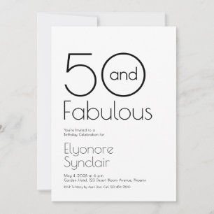 Minimal Fifty and Fabulous 50th Birthday Party Invitation