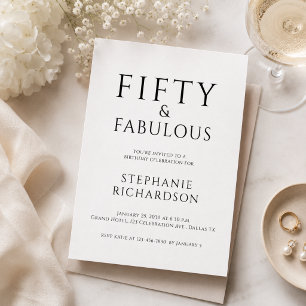 Minimal Fifty and Fabulous 50th Birthday Party  Invitation