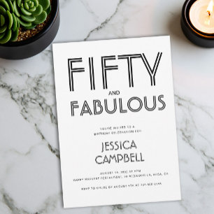 Minimal Fifty and Fabulous 50th Birthday Party Invitation
