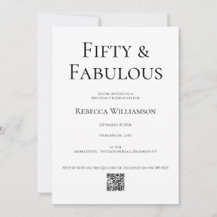 Minimal Fifty and Fabulous 50th Birthday Party Invitation
