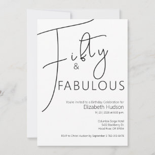 Minimal Fifty and Fabulous 50th Birthday Party Invitation