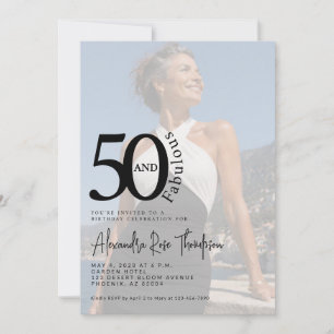 Minimal Fifty and Fabulous 50th Birthday Party Invitation