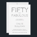 Minimal Fifty and Fabulous 50th Birthday Party Invitation<br><div class="desc">Minimal Fifty and Fabulous black and white modern 50th birthday invitation that you can personalize and send out for your fiftieth birthday party celebration. The words "Fifty and Fabulous" are set using trending font typography. The black and white text colors can be changed using the edit menu.</div>