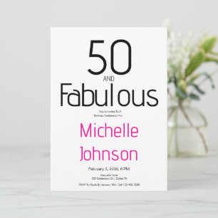 Minimal Fifty & Fabulous 50th Birthday Party Invitation