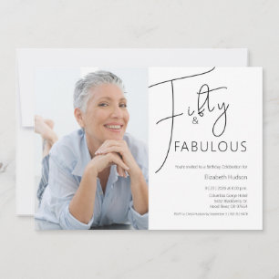 Minimal Fifty & Fabulous Photo 50th Birthday Party Invitation
