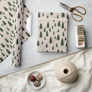 Minimal Fir Tree Pattern Wrapping Paper