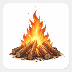 Minimal Fire Illustration  Square Sticker