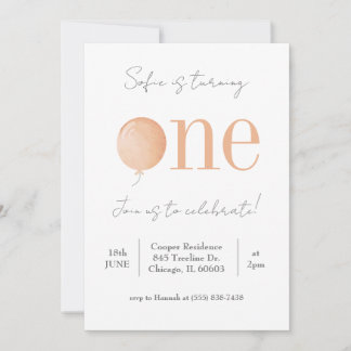 Minimal First Birthday Invitation