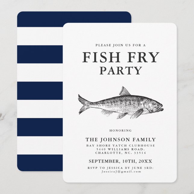 Minimal Fish Fry BBQ Party Customized Invitation (Front/Back)