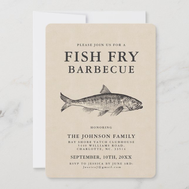 Minimal Fish Fry Party Customized Invitation (Front)