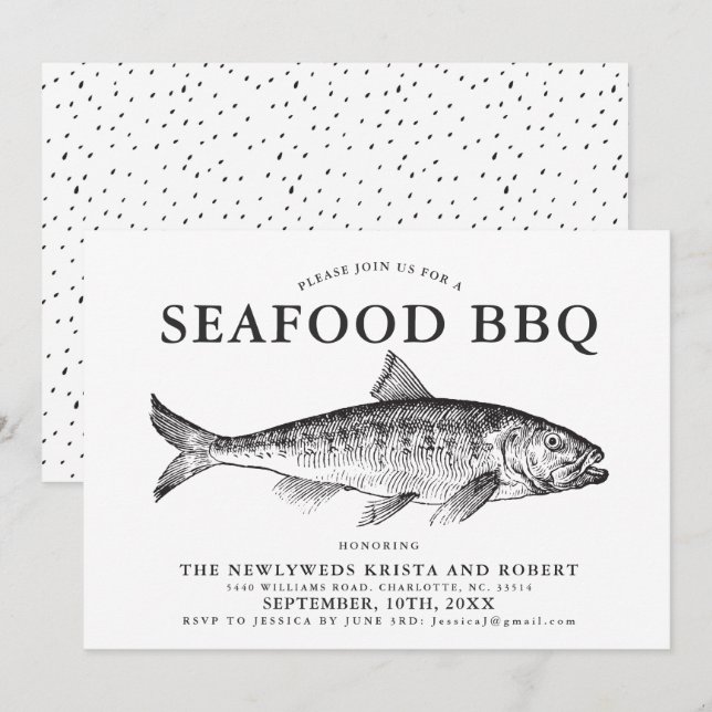 Minimal Fish Fry Party Customized Invitation (Front/Back)