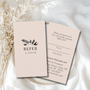 Minimal Floral Beige Botanical Referral Card