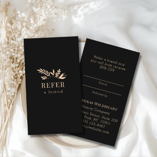 Minimal Floral Black Botanical  Referral Card