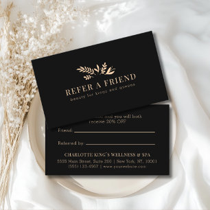Minimal Floral Black Botanical Referral Card