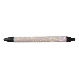 Minimal floral  black ink pen