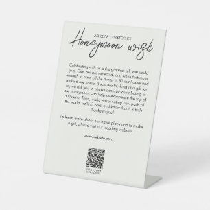 Minimal Floral Botanical Milk White Honeymoon Fund Pedestal Sign