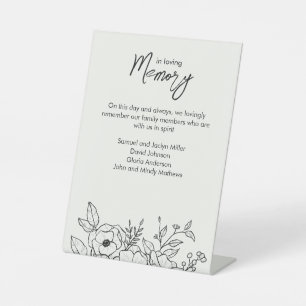 Minimal Floral Botanical Milk White In Memoriam Pedestal Sign