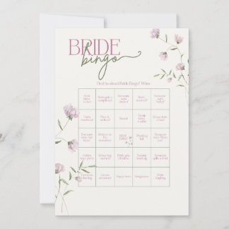 Minimal Floral Bridal Bingo Game Invitation