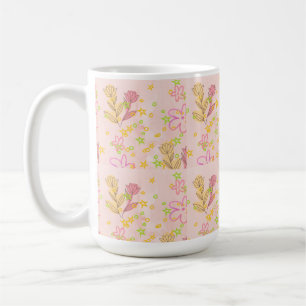 Minimal floral doodle pattern -pastel colour art coffee mug