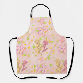 Minimal Floral Doodle Pattern –Pastel Pink pattern Apron