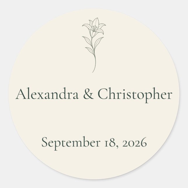 Minimal Floral Ivory Wedding Envelope Seal Classic (Front)
