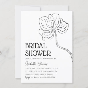 Minimal Floral Line Art Bridal Shower Invitation