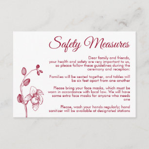 Minimal floral orchids modern safety measures enclosure card