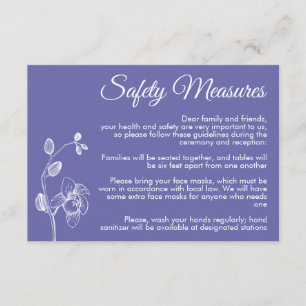 Minimal floral orchids periwinkle safety measures enclosure card