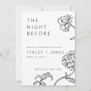 Minimal Floral The Night Before Rehearsal Dinner Invitation
