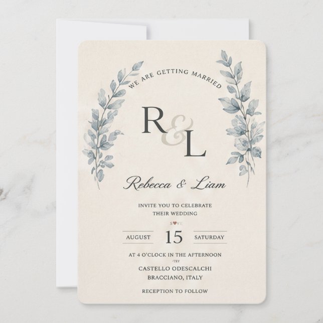 Minimal Floral Wedding Invitation Template (Front)