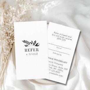 Minimal Floral White Botanical Referral Card