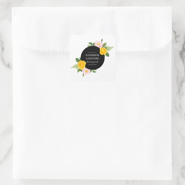 Minimal Floral Wreath Beauty Salon Business Suite Square Sticker (Bag)