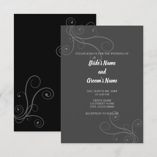 Minimal Flourishes Wedding Invitation (Front/Back)