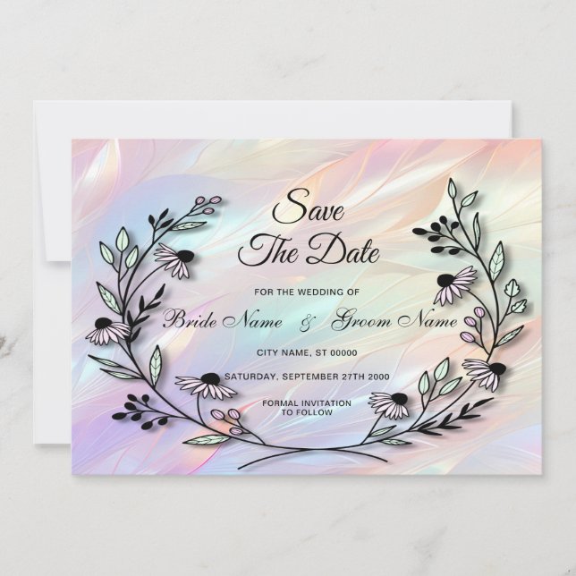 Minimal Flower Save The Date (Front)