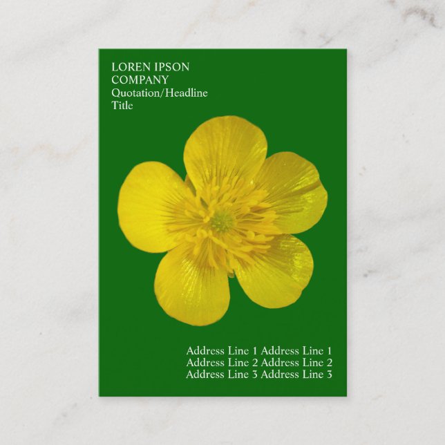 Minimal Flowers - Buttercup - Deep Grass Green Business Card (Front)
