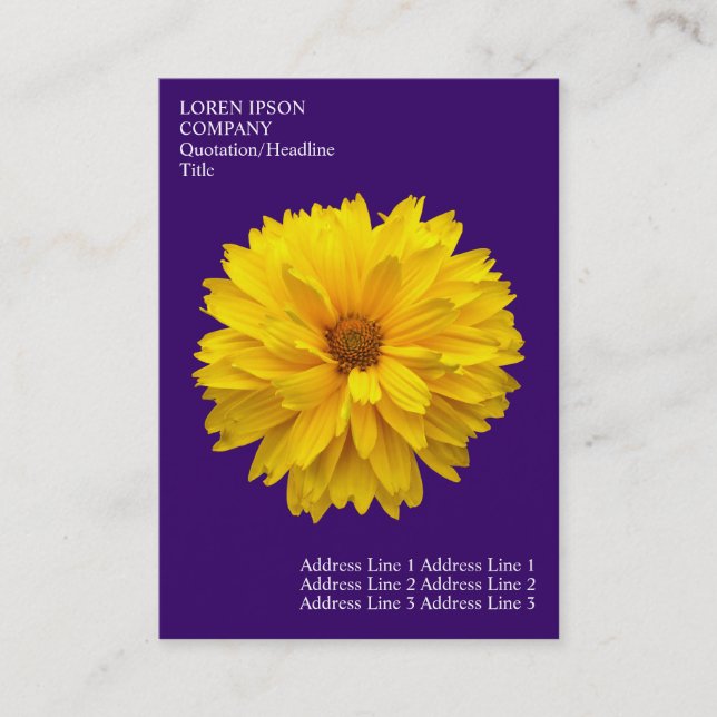 Minimal Flowers - Chrysanthemum - Deep Violet Business Card (Front)