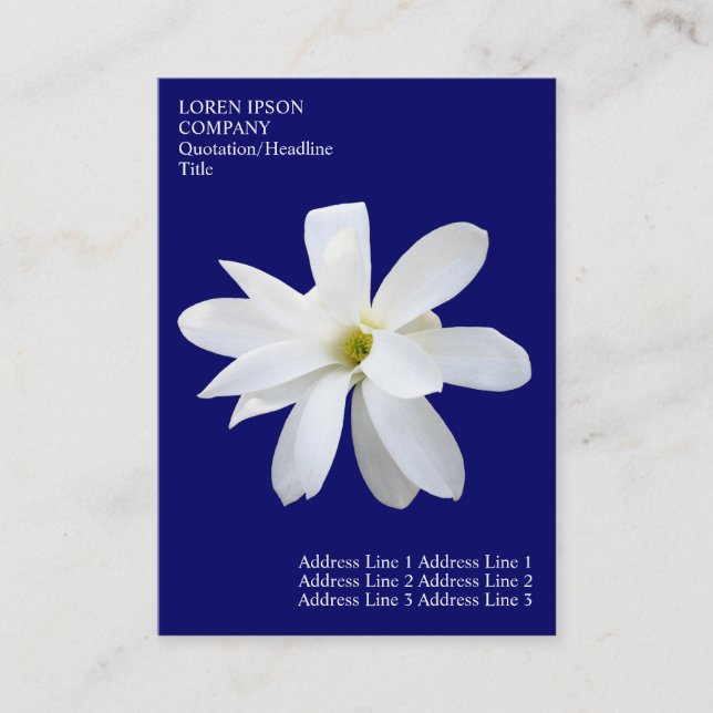 Minimal Flowers - Magnolia - Deep Blue Business Card (Front)