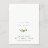 Minimal Foliage Greenery Wedding Thank You