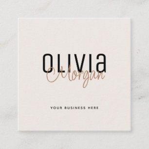 Minimal Font Duo QR Code Square Business Card