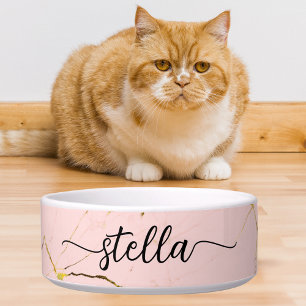 Minimal Food Water Dish Pet Custom Cat Dog Name