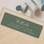 Minimal Forest Green Scandi Return Address<br><div class="desc">A stylish modern holiday return address label with a handwritten script font for your family name in white with a forest green feature colour in a 'scandi' scandinavian design style. The name and address can be easily customized for a personal touch. A trendy, minimalist and contemporary design to stand out...</div>