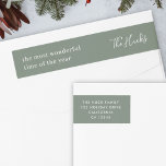 Minimal Forest Green Scandi Return Address Wrap Around Label<br><div class="desc">A stylish modern holiday wrap around return address label with a handwritten script font for your family name in white with a forest green feature colour in a 'scandi' scandinavian design style. The name and address can be easily customized for a personal touch. A trendy, minimalist and contemporary design to...</div>