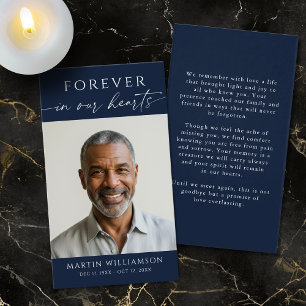 Minimal Forever Hearts Photo Funeral Prayer Card